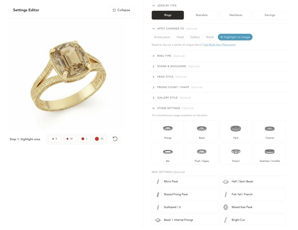 Design tools, jewelry-first.