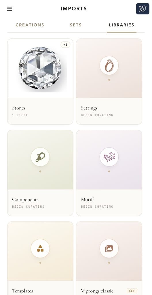 Imports · Libraries — Stones, Settings, Components, Motifs, Templates